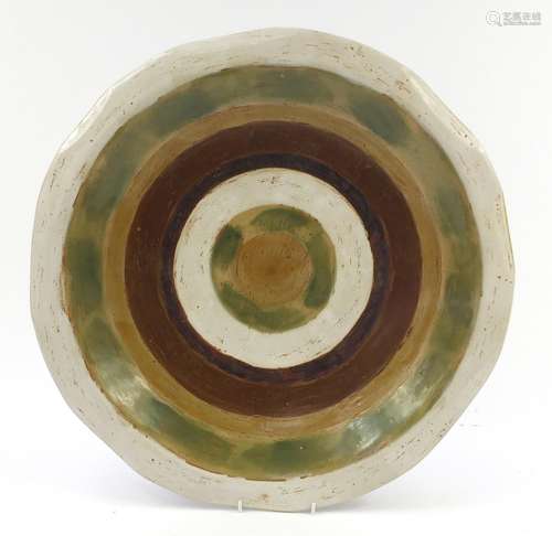 Large Studio Pottery platter, 53cm in diameter : For Further Condition Reports Please Visit Our