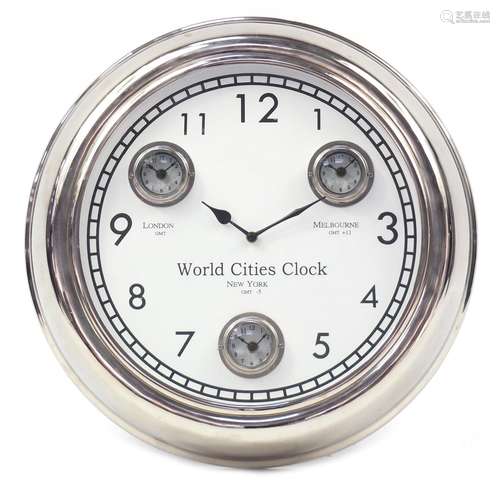 Large world cities wall clock with Arabic numerals, 45.5cm in diameter : For Further Condition