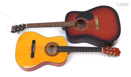 Two wooden acoustic guitars comprising Stagg and Herald model HL34 : For Further Condition Reports