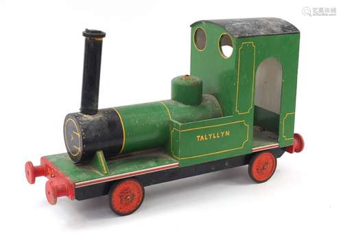 Hand painted wooden Talyllyn scratch built locomotive, 79cm in length : For Further Condition