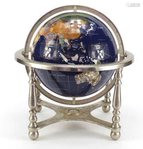 Large specimen table globe with compass under tier, 46cm high : For Further Condition Reports Please