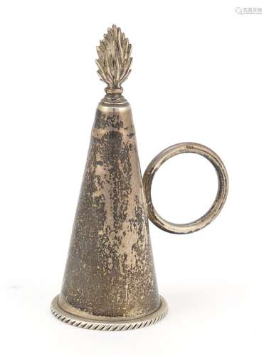 Silver conical candle snuffer, impressed marks MG Silver 925, 8cm high, 23.8g : For Further