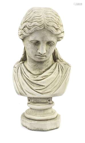 Large stoneware bust of a female, 50cm high : For Further Condition Reports Please Visit Our