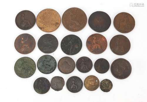 19th century and later world coinage and tokens including 1841 penny and an 1861 half penny : For