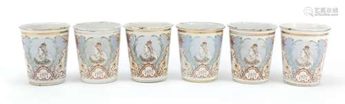 Six commemorative Victorian jubilee enamel beakers, each 9.5cm high : For Further Condition