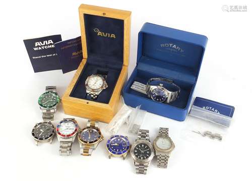 Gentleman's wristwatches including three Avia Polar Stars : For Further Condition Reports Please