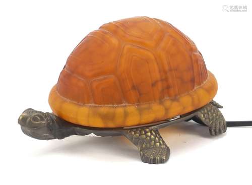 Tiffany style tortoise design table lamp, 22.5cm in length : For Further Condition Reports Please