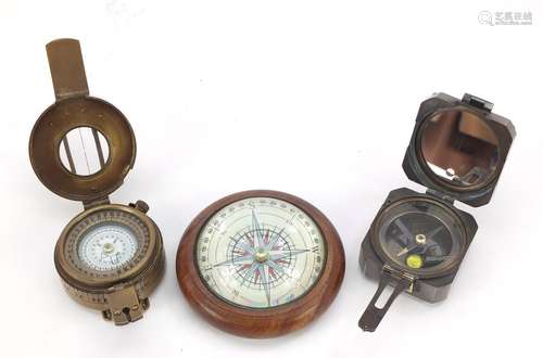 Three military interest compasses, the largest 10cm in diameter : For Further Condition Reports