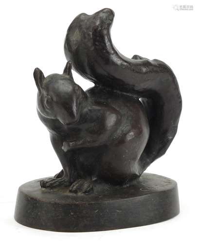 Patinated bronze squirrel signed CH Haxvany, 18cm high : For Further Condition Reports Please