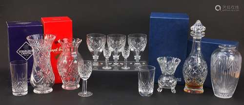 Crystal and glassware including Waterford, Edinburgh and Royal Brierley, some with boxes, the