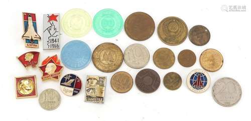 Group of Russian badges and coins : For Further Condition Reports Please Visit Our Website,