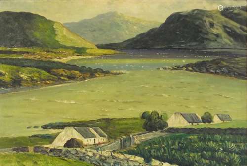 Manner of Maurice Canning Wilks - Coastal landscape, Irish school oil on board, mounted and