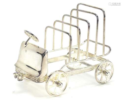 Novelty silver plated toast rack in the form of a car, 16cm in length : For Further Condition