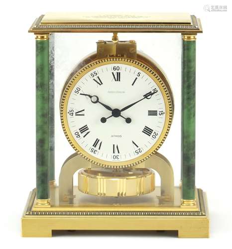 Jaeger-LeCoultre Atmos Vendome clock with simulated verde antico columns, the enamel dial with