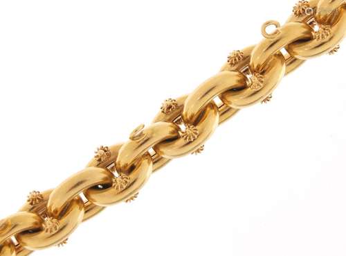 18ct gold chain link charm bracelet, 21cm in length, 26.5g : For Further Condition Reports Please