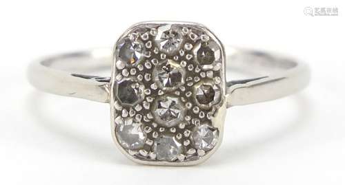 18ct gold and platinum diamond cluster ring, size Q, 2.3g : For Further Condition Reports Please