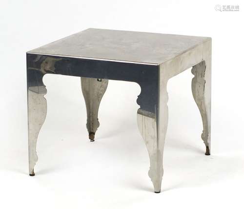 Contemporary square polished metal coffee table, 45cm H x 50cm W x 50cm D : For Further Condition