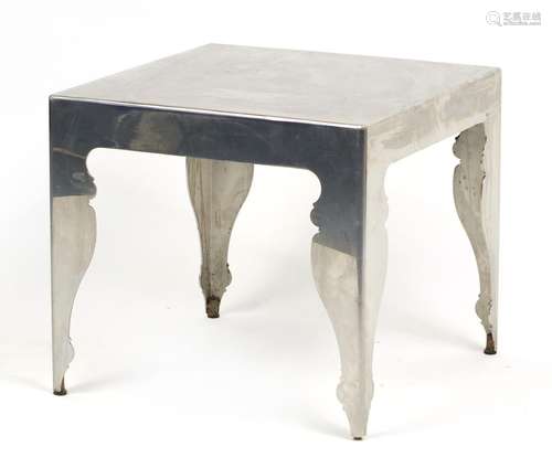 Contemporary square polished metal coffee table, 45cm H x 50cm W x 50cm D : For Further Condition