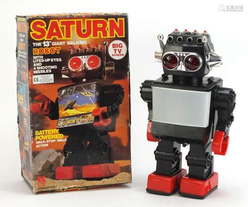 Vintage Saturn giant walking robot with box by Kamco, 29.5cm high : For Further Condition Reports