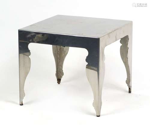 Contemporary square polished metal coffee table, 45cm H x 50cm W x 50cm D : For Further Condition