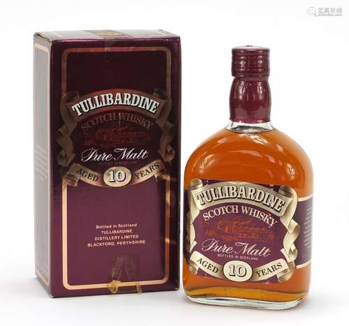 Bottle of Tullibardine whiskey, aged ten years, with box : For Further Condition Reports Please