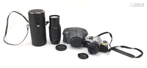 Pentax NX camera and a Pentax-A zoom lens, both with cases : For Further Condition Reports Please