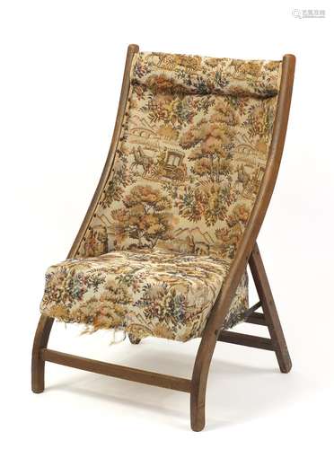 Vintage mahogany framed nursing chair with needlepoint upholstery, 86cm high : For Further Condition