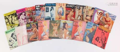 Twenty vintage adult magazines including Nylon Flash, Best of Beauty, Beach Belles and Beautiful