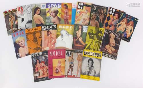 Twenty vintage adult magazines including Her, Span, Girly, The Best of Beauty, Kamera and US Glamour