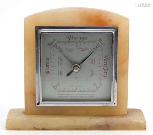 Art Deco onyx desk barometer, 19cm high : For Further Condition Reports Please Visit Our Website,