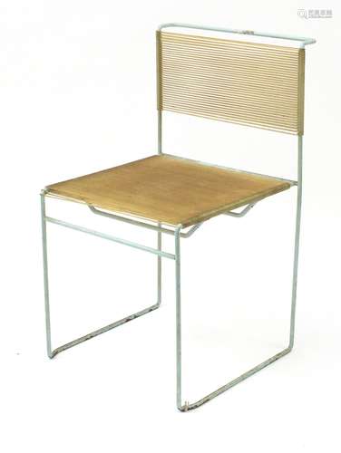 Vintage Italian Fly Line spaghetti chair designed by Giandomenico Belotti, label to the underside,