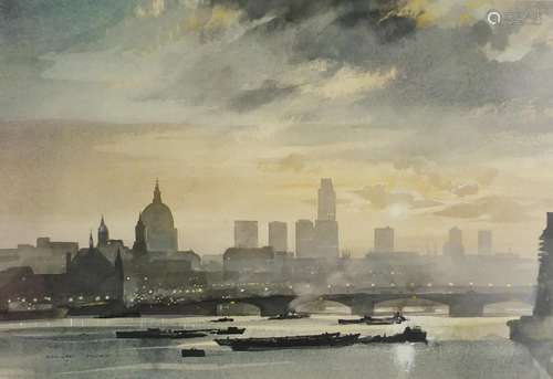 Rowland Hilder - The Thames, pencil signed print in colour with embossed blind stamp, mounted,