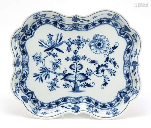 Meissen cabaret tray hand painted in the Blue Onion pattern, crossed sword marks to the base, 41cm x