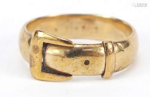 9ct gold buckle ring, size K, 3.2g : For Further Condition Reports Please Visit Our Website, Updated