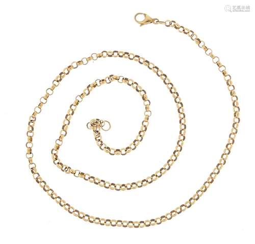 9ct gold belcher link necklace, 50cm in length, 10.9g : For Further Condition Reports Please Visit