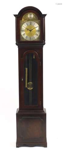 Mahogany Tempus Fujit long case clock, 182cm high : For Further Condition Reports Please Visit Our