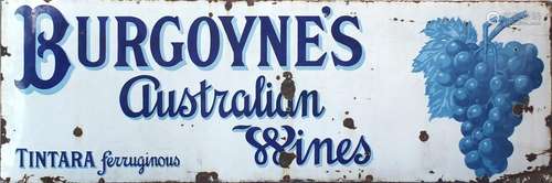 Extremely large Burgoyne's Austrians wines enamel advertising sign, 305cm x 102cm : For Further