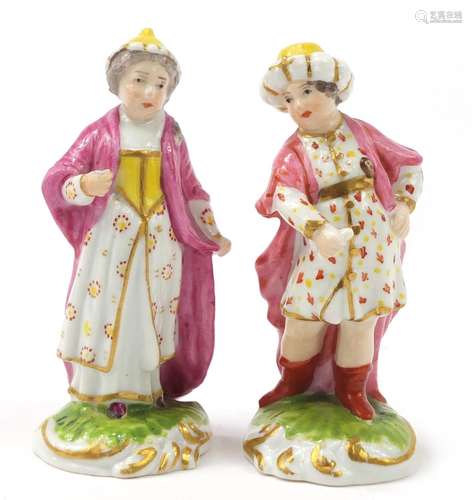 Two 18th century Derby Ottoman figures of Turkish people, the largest 9cm high : For Further