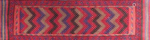 Rectangular Turkish Kilim carpet runner having an all over geometric design, 223cm x 63.5cm : For