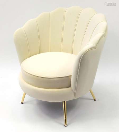 Art Deco style fan design chair with cream upholstery, 84.5cm high : For Further Condition Reports