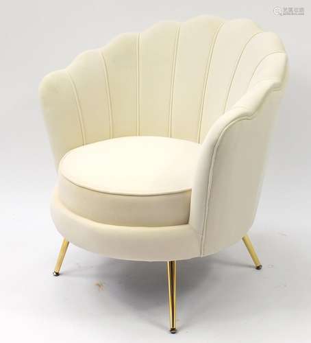 Art Deco style fan design chair with cream upholstery, 84.5cm high : For Further Condition Reports