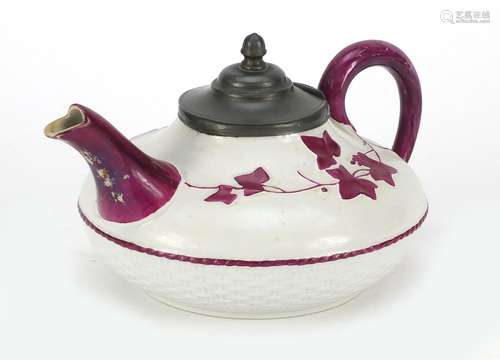 Victorian aesthetic teapot by Brownfield & Son, numbered 1533, 20cm wide : For Further Condition