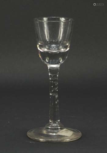 18th century wine glass with twisted stem, 14cm high : For Further Condition Reports Please Visit