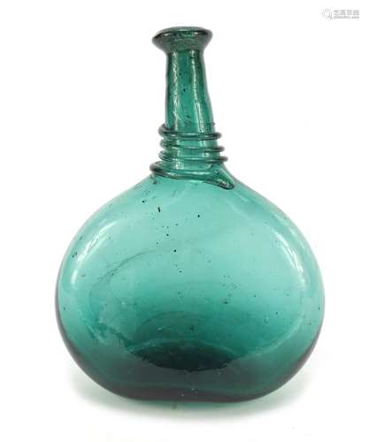 Antique green glass bottle, 21cm high : For Further Condition Reports Please Visit Our Website,