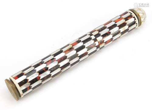 Islamic Turkish tortoiseshell, mother of pearl and ivory pen box, 32.5cm in length : For Further