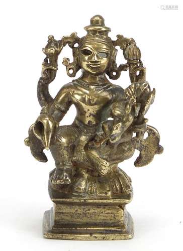 16th/17th century bronze deity, possibly Nepalese or Indian, 8.5cm high : For Further Condition