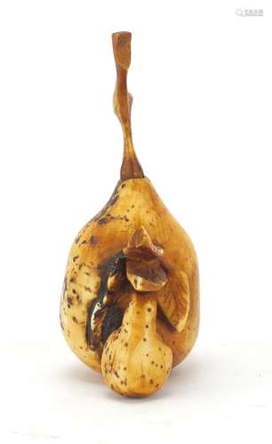 Japanese carved ivory scent bottle in the form of fruit, 6.5cm high : For Further Condition