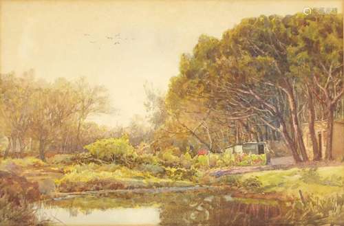 James Smith Morland 1910 - Garden scene in Rosebank, Cape Town, South Africa, watercolour,