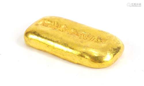 Chinese gold coloured metal ingot, impressed marks, 4.5cm wide : For Further Condition Reports