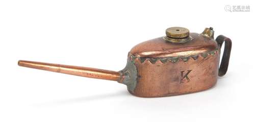 Vintage Meccano miniature copper K oil can oiler, 9cm wide : For Further Condition Reports Please